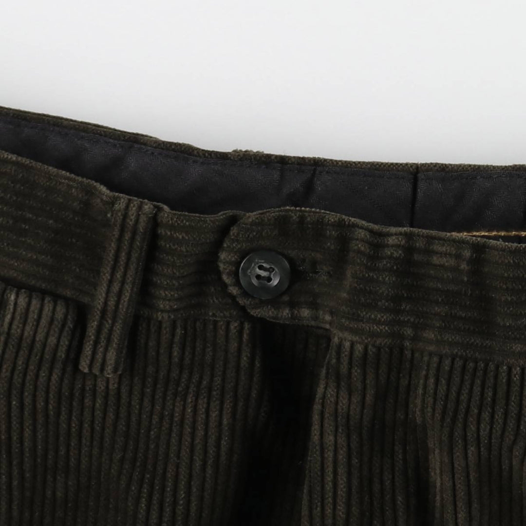 PAUL AND BENSON Wide-wale corduroy pants with one pleat, men's size W37 (approx.) cotton Khaki type sage green Vintage Second Hand