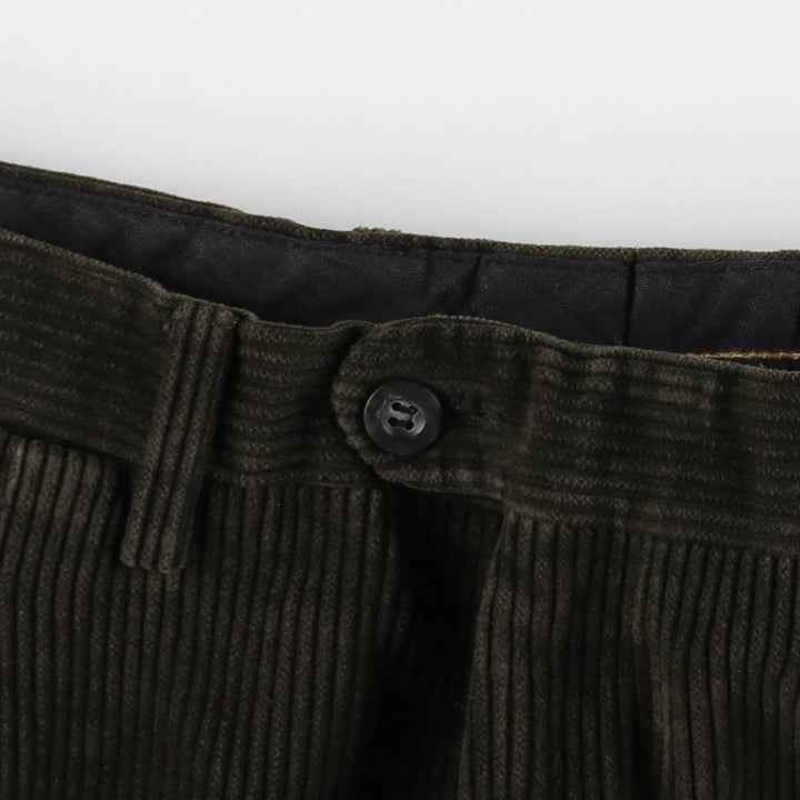 PAUL AND BENSON Wide-wale corduroy pants with one pleat, men's size W37 (approx.) cotton Khaki type sage green Vintage Second Hand