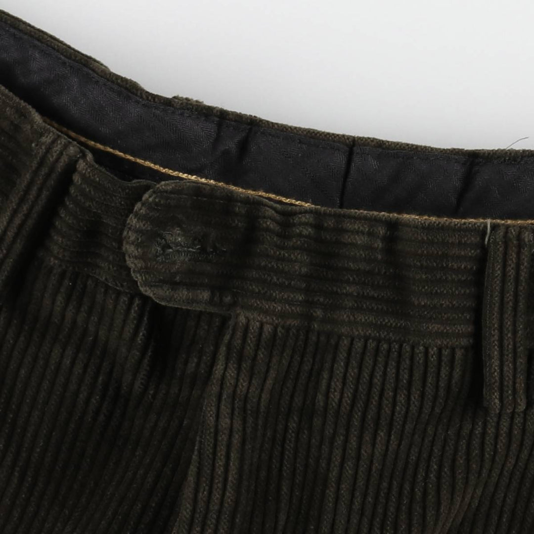 PAUL AND BENSON Wide-wale corduroy pants with one pleat, men's size W37 (approx.) cotton Khaki type sage green Vintage Second Hand
