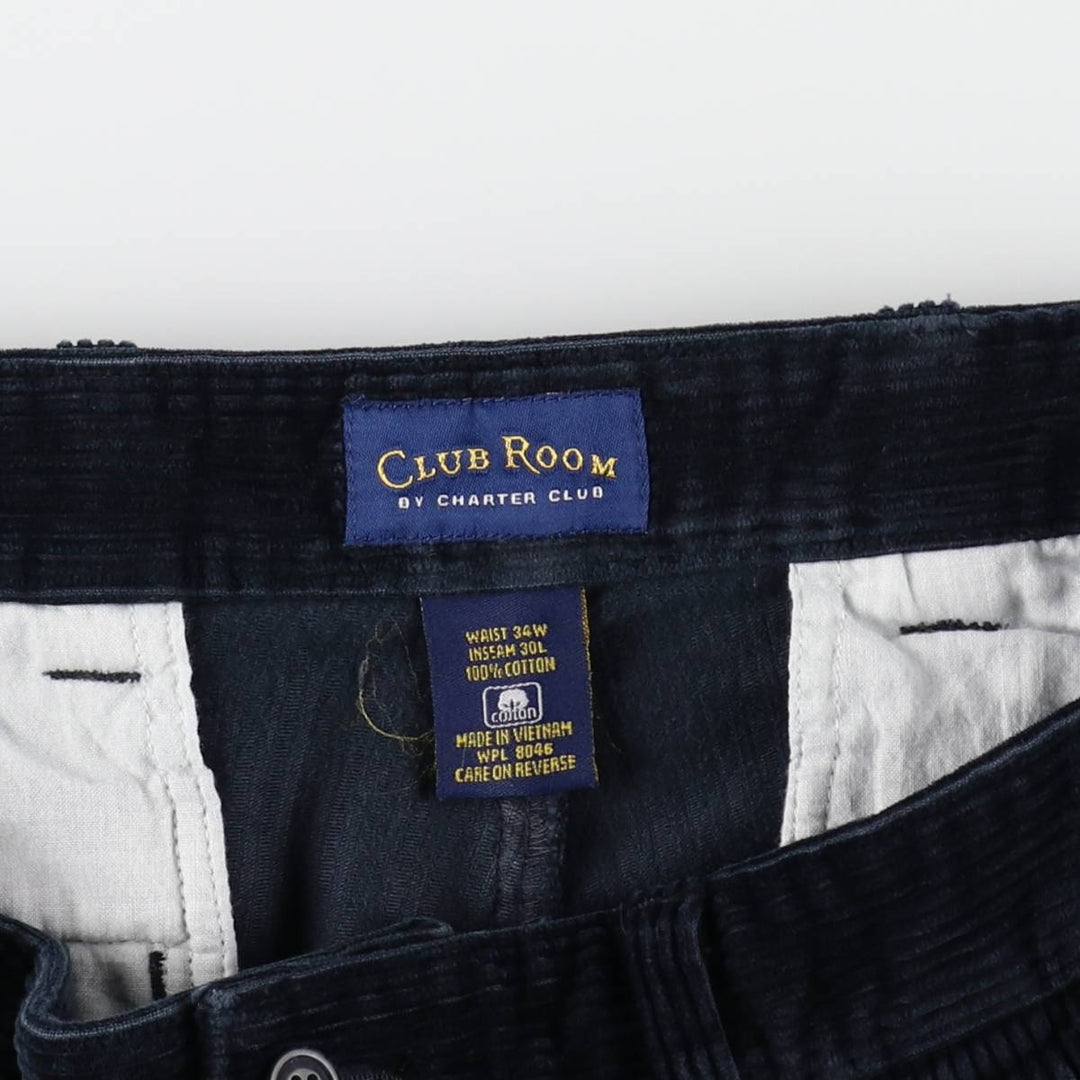 CHARTER CLUB CLUB ROOM Two-Pleat Corduroy Pants, Men's Size W33 (approx.) cotton navy blue type Vintage Second Hand