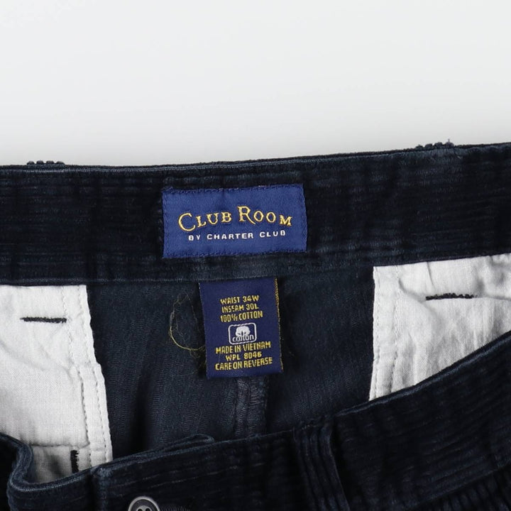 CHARTER CLUB CLUB ROOM Two-Pleat Corduroy Pants, Men's Size W33 (approx.) cotton navy blue type Vintage Second Hand