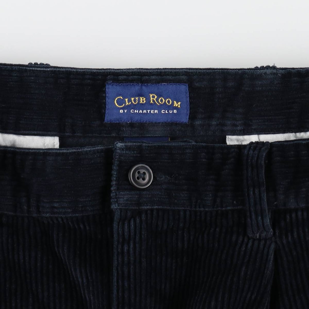 CHARTER CLUB CLUB ROOM Two-Pleat Corduroy Pants, Men's Size W33 (approx.) cotton navy blue type Vintage Second Hand