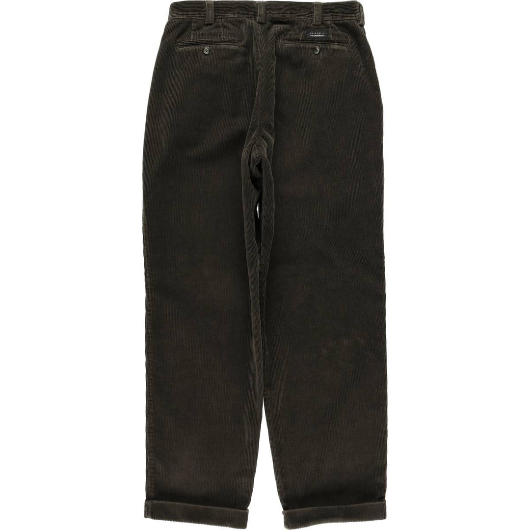 MARKS AND SPENCER ST MICHAEL Two-Pleat Corduroy Pants, Men's Size W31 (approx.) cotton Khaki type sage green Vintage Second Hand