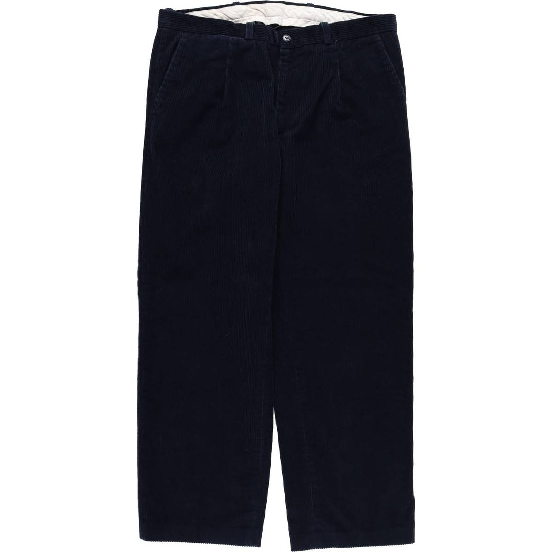 JMMARIN One-Pleat Corduroy Pants, Made in Spain, Men's W37 (approx.) cotton navy blue type Vintage Second Hand
