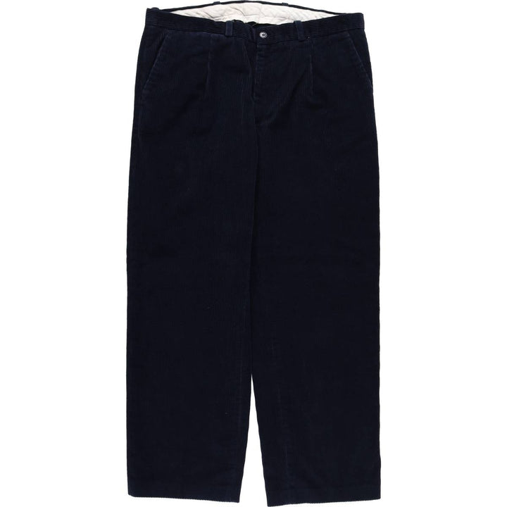 JMMARIN One-Pleat Corduroy Pants, Made in Spain, Men's W37 (approx.) cotton navy blue type Vintage Second Hand