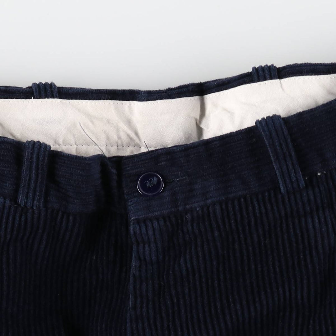 JMMARIN One-Pleat Corduroy Pants, Made in Spain, Men's W37 (approx.) cotton navy blue type Vintage Second Hand