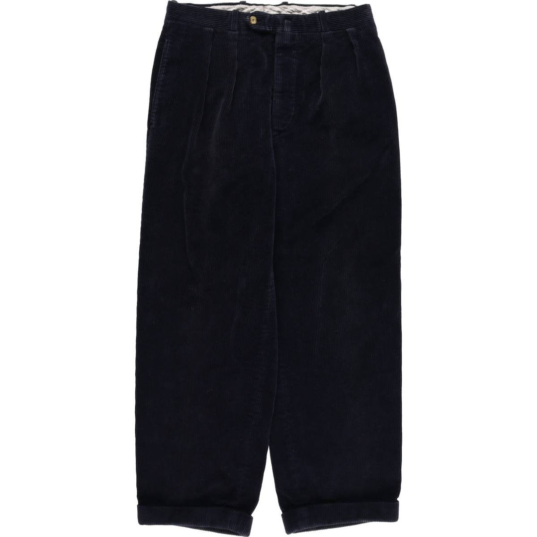 CAIRNS Two-Pleat Corduroy Pants, Made in France, Men's Size W31 (approx.) cotton navy blue type Vintage Second Hand