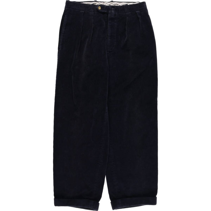 CAIRNS Two-Pleat Corduroy Pants, Made in France, Men's Size W31 (approx.) cotton navy blue type Vintage Second Hand