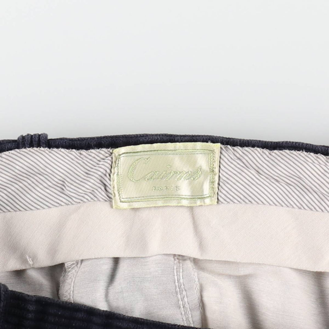 CAIRNS Two-Pleat Corduroy Pants, Made in France, Men's Size W31 (approx.) cotton navy blue type Vintage Second Hand