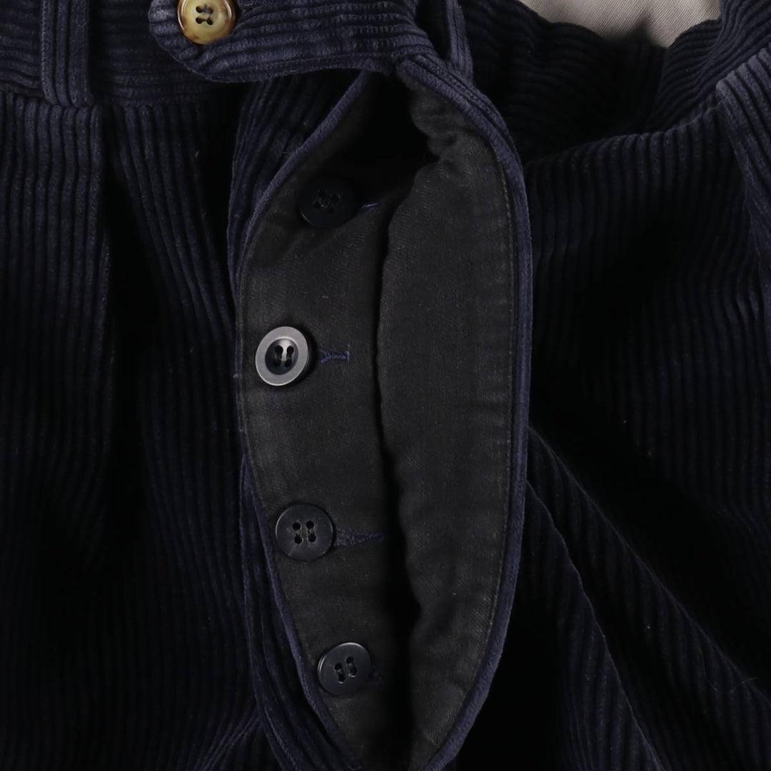 CAIRNS Two-Pleat Corduroy Pants, Made in France, Men's Size W31 (approx.) cotton navy blue type Vintage Second Hand