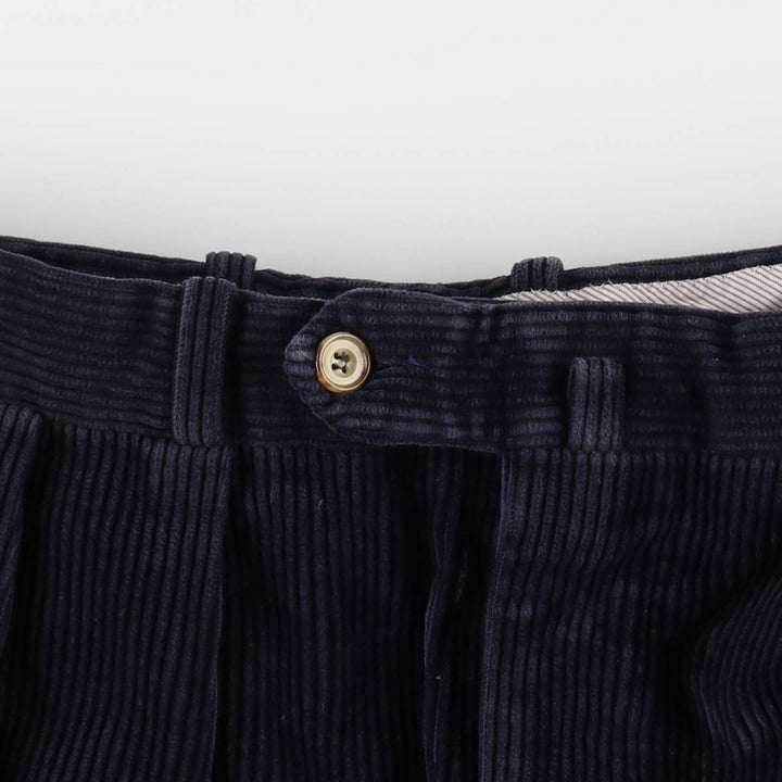 CAIRNS Two-Pleat Corduroy Pants, Made in France, Men's Size W31 (approx.) cotton navy blue type Vintage Second Hand