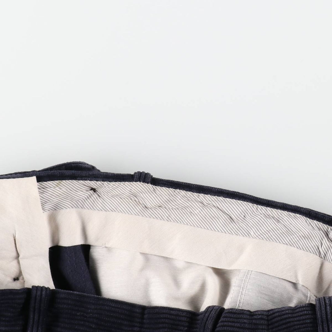 CAIRNS Two-Pleat Corduroy Pants, Made in France, Men's Size W31 (approx.) cotton navy blue type Vintage Second Hand