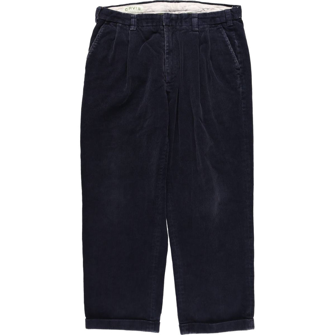 2000'S Orvis Two-pleat Corduroy Pants, Men's, Size W36 cotton navy blue type Vintage Second Hand