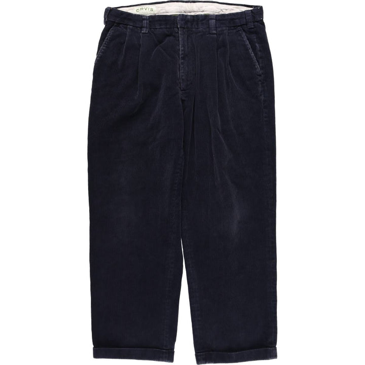 2000'S Orvis Two-pleat Corduroy Pants, Men's, Size W36 cotton navy blue type Vintage Second Hand