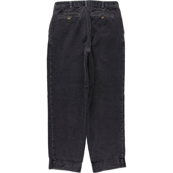 TRADER BAY Two-Pleat Wide-Wale Corduroy Pants, Men's Size W32 (approx.) cotton Charcoal Vintage Second Hand
