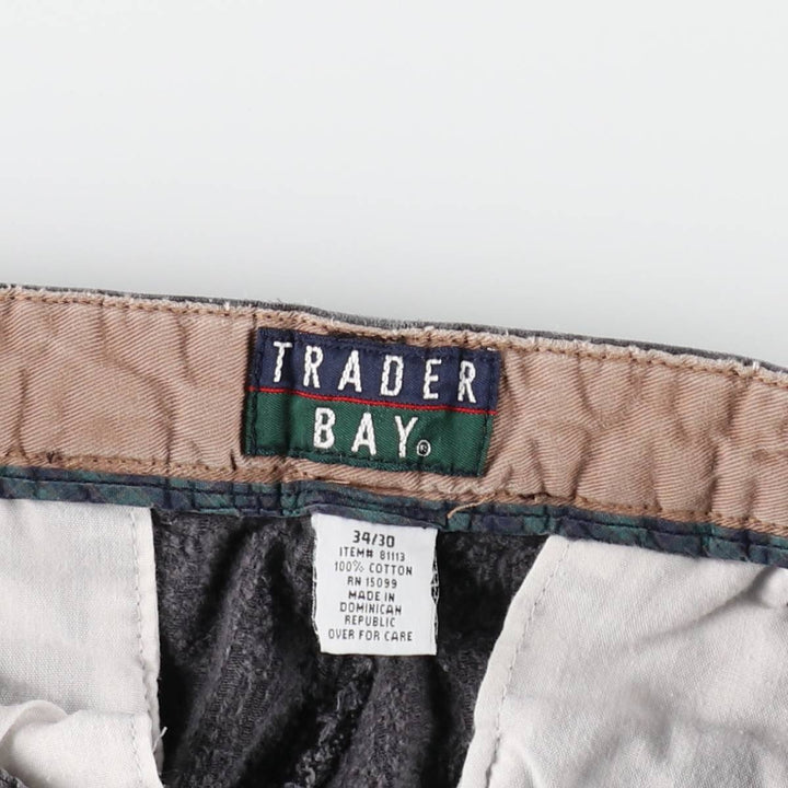 TRADER BAY Two-Pleat Wide-Wale Corduroy Pants, Men's Size W32 (approx.) cotton Charcoal Vintage Second Hand