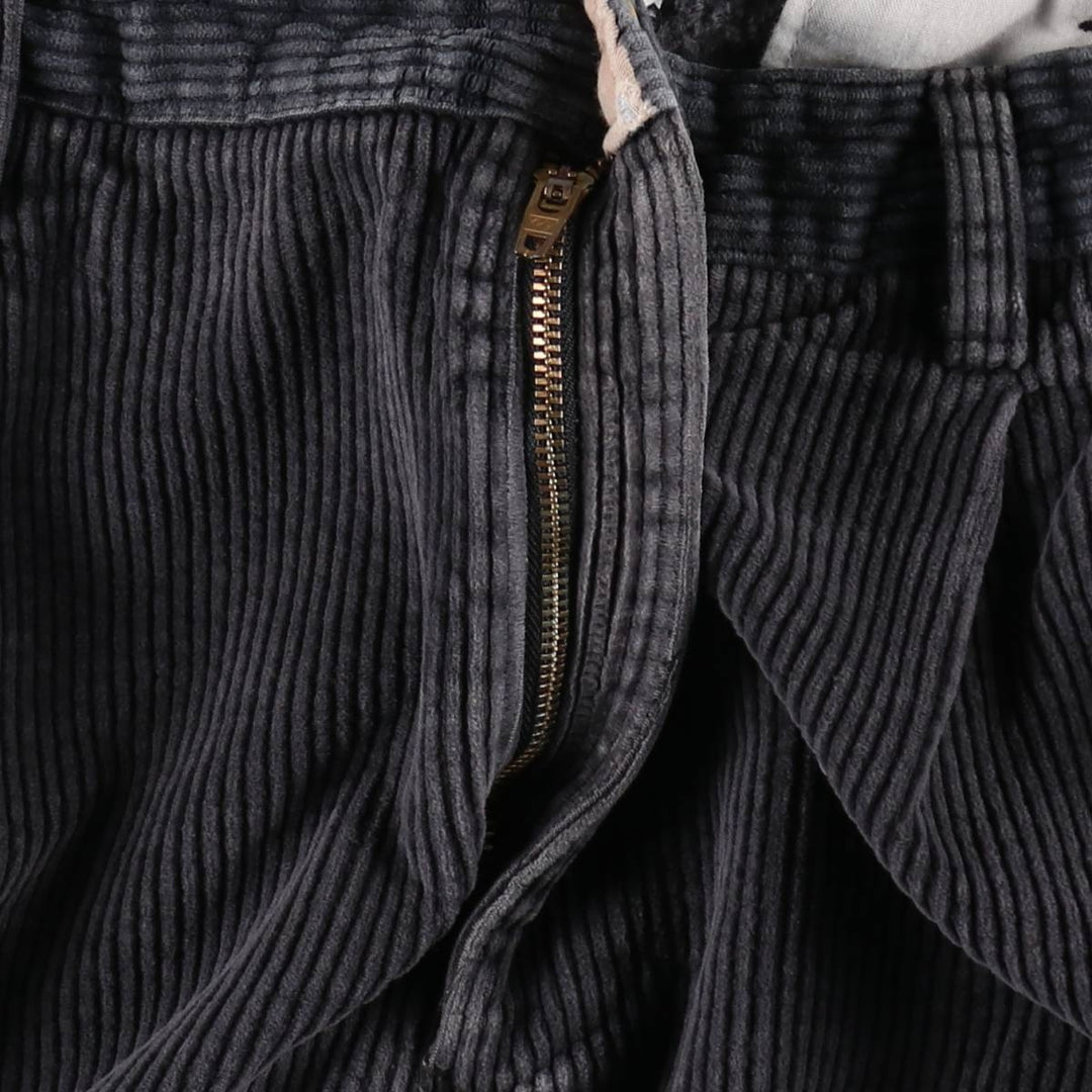 TRADER BAY Two-Pleat Wide-Wale Corduroy Pants, Men's Size W32 (approx.) cotton Charcoal Vintage Second Hand