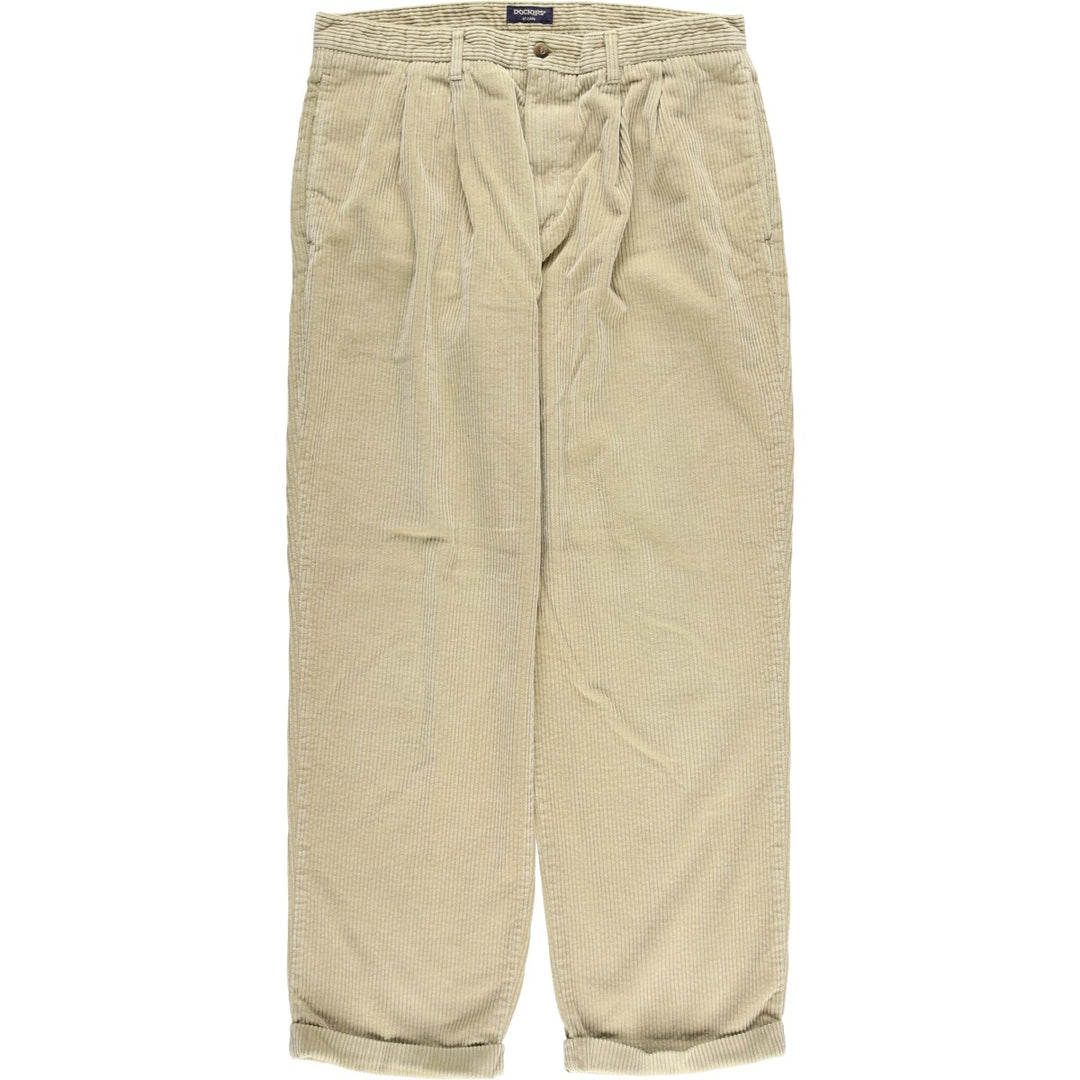 Dockers khakis two-pleat wide-wale corduroy pants, men's size W35 (approx.) unclear Beige type Vintage Second Hand