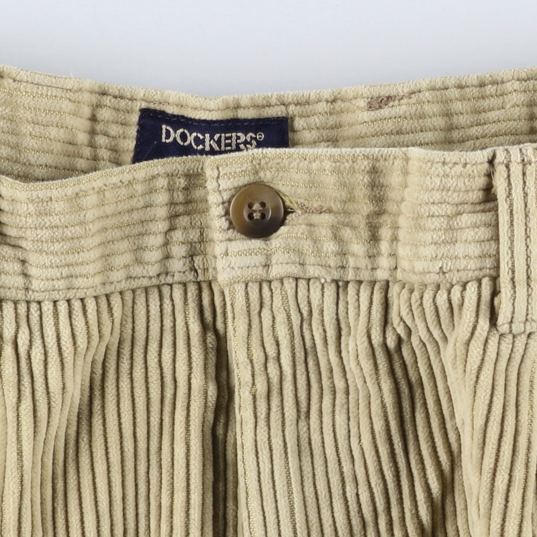 Dockers khakis two-pleat wide-wale corduroy pants, men's size W35 (approx.) unclear Beige type Vintage Second Hand