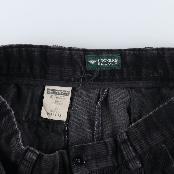 2000'S Dockers Recode Two-Pleated Corduroy Pants, Men's, Size W31 cotton black type Vintage Second Hand