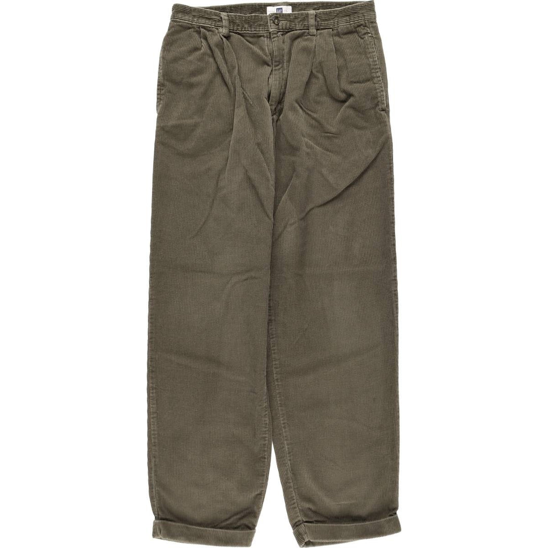 GAP Two-Pleat Corduroy Pants, Men's Size W33 (approx.) cotton Khaki type Vintage Second Hand