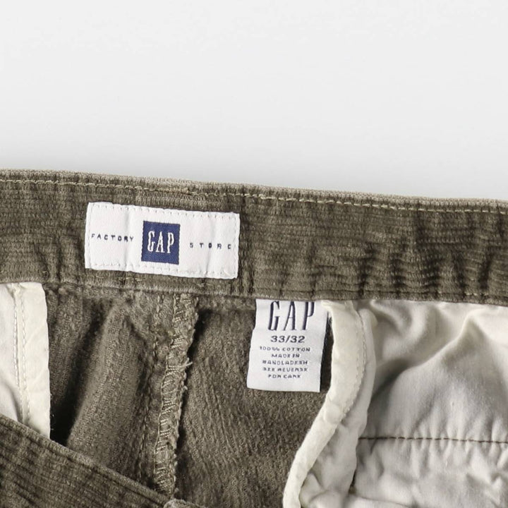 GAP Two-Pleat Corduroy Pants, Men's Size W33 (approx.) cotton Khaki type Vintage Second Hand