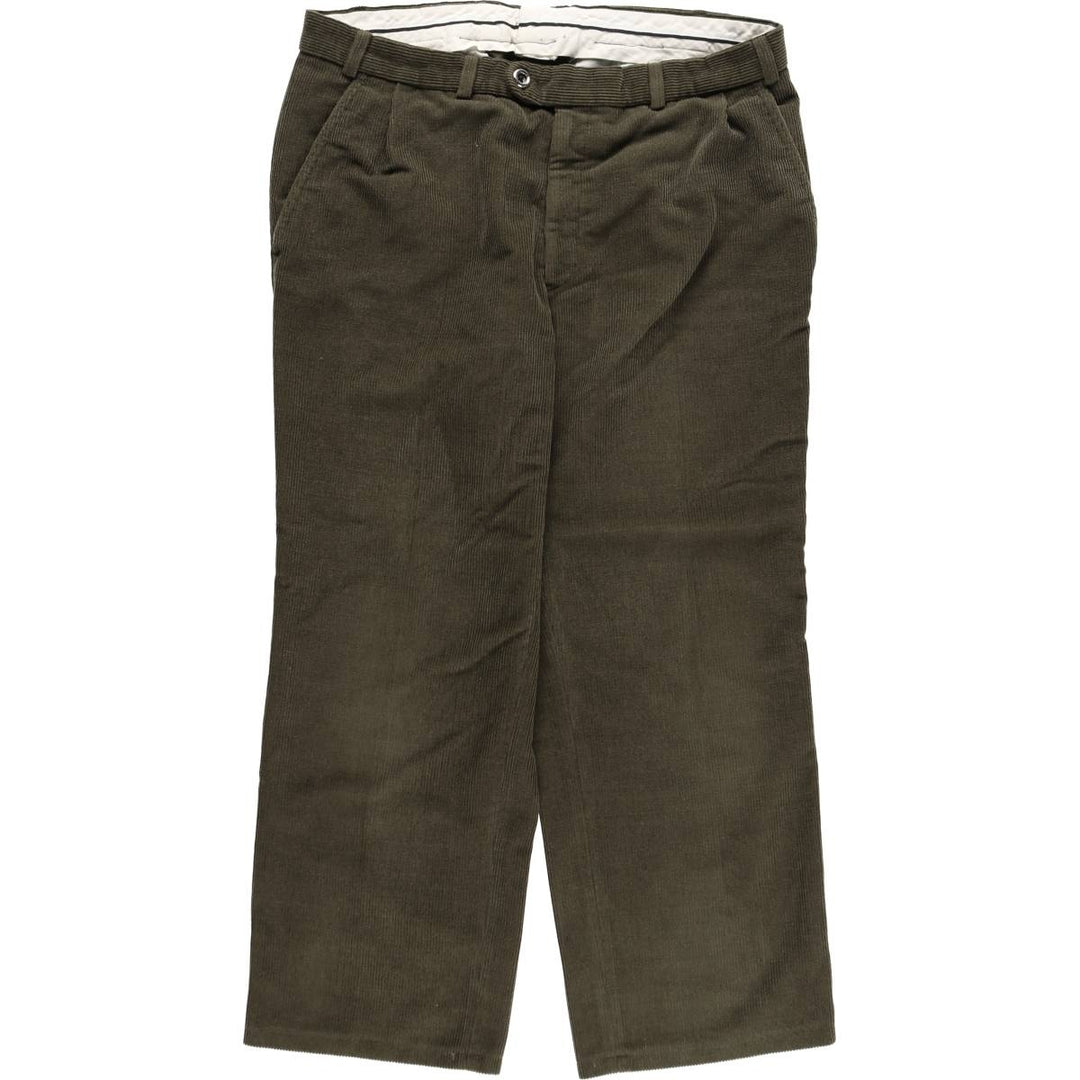 ZRELANA One-Pleat Corduroy Pants, Men's Size W37 (approx.) polyester Khaki type Vintage Second Hand