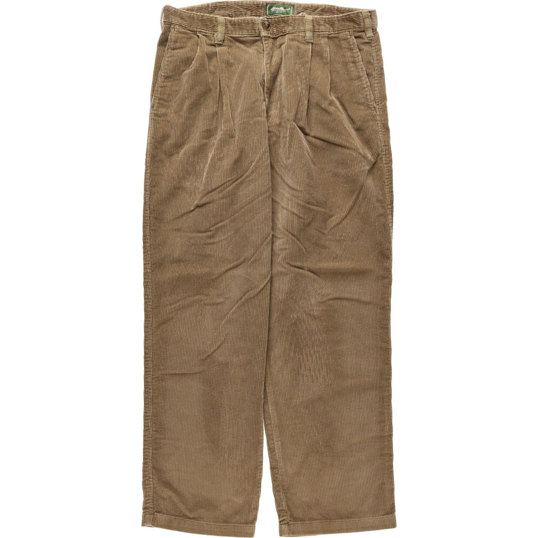 Eddie Bauer RELAED FIT Two-Pleat Corduroy Pants, Men's W36 (approx.) cotton beige type brown Vintage Second Hand