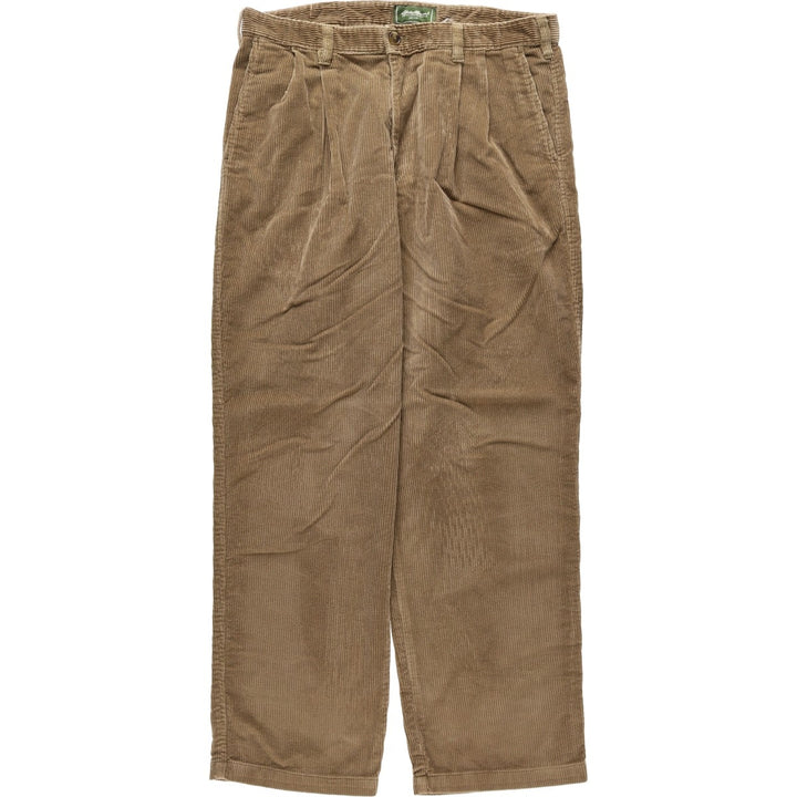 Eddie Bauer RELAED FIT Two-Pleat Corduroy Pants, Men's W36 (approx.) cotton beige type brown Vintage Second Hand