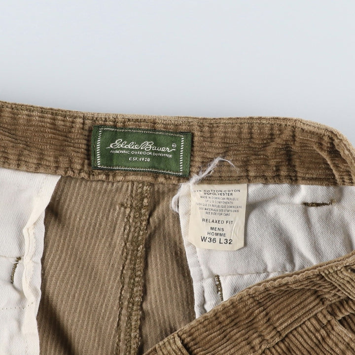 Eddie Bauer RELAED FIT Two-Pleat Corduroy Pants, Men's W36 (approx.) cotton beige type brown Vintage Second Hand