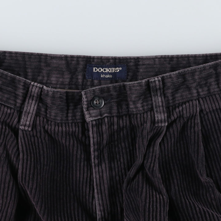 90'S Dockers khakis two-pleat corduroy pants, men's size W32 equivalent, vintage. cotton Charcoal Vintage Second Hand