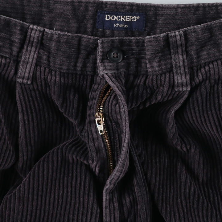 90'S Dockers khakis two-pleat corduroy pants, men's size W32 equivalent, vintage. cotton Charcoal Vintage Second Hand