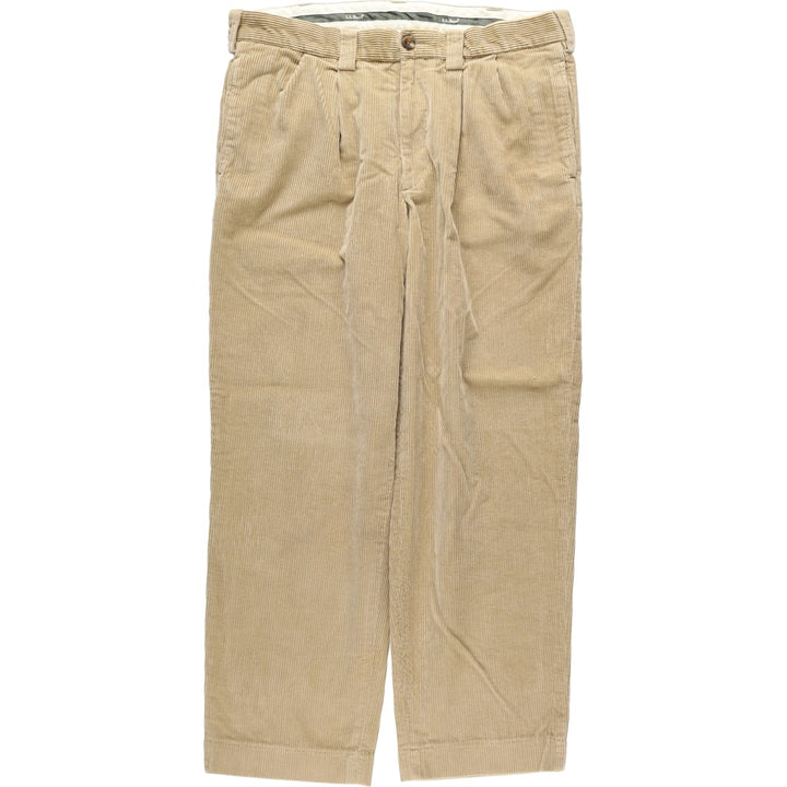 90s-00'S LLBean Classic Fit Two-Pleat Corduroy Pants, Men's Size W37 (approx.) cotton Beige type Vintage Second Hand