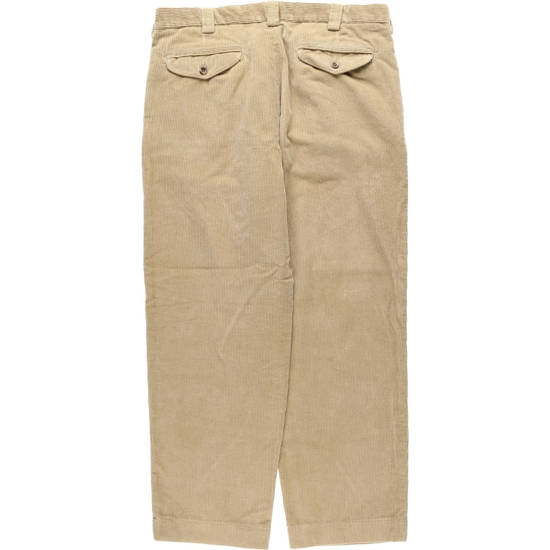 90s-00'S LLBean Classic Fit Two-Pleat Corduroy Pants, Men's Size W37 (approx.) cotton Beige type Vintage Second Hand