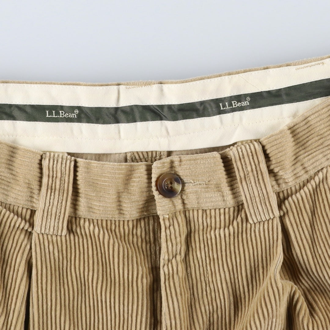 90s-00'S LLBean Classic Fit Two-Pleat Corduroy Pants, Men's Size W37 (approx.) cotton Beige type Vintage Second Hand