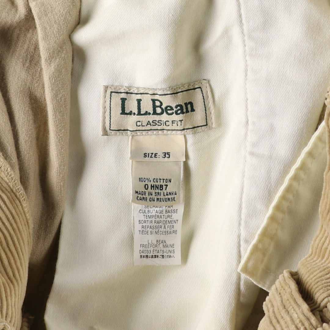 90s-00'S LLBean Classic Fit Two-Pleat Corduroy Pants, Men's Size W37 (approx.) cotton Beige type Vintage Second Hand
