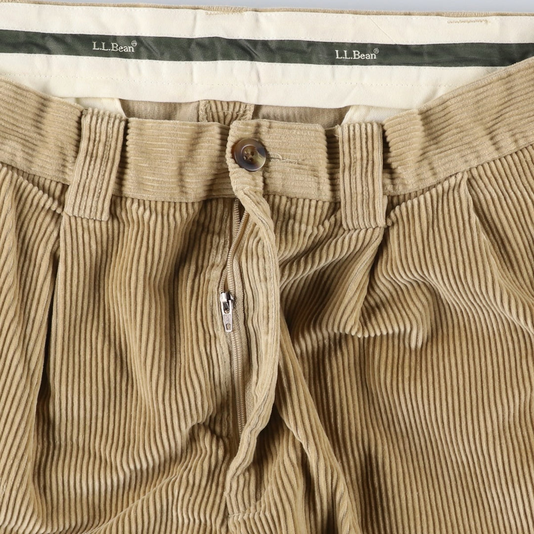 90s-00'S LLBean Classic Fit Two-Pleat Corduroy Pants, Men's Size W37 (approx.) cotton Beige type Vintage Second Hand