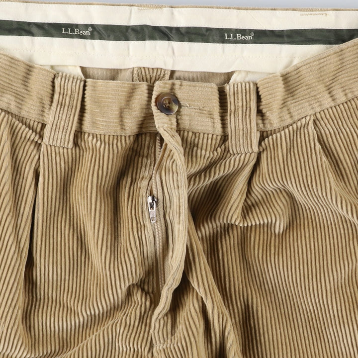 90s-00'S LLBean Classic Fit Two-Pleat Corduroy Pants, Men's Size W37 (approx.) cotton Beige type Vintage Second Hand