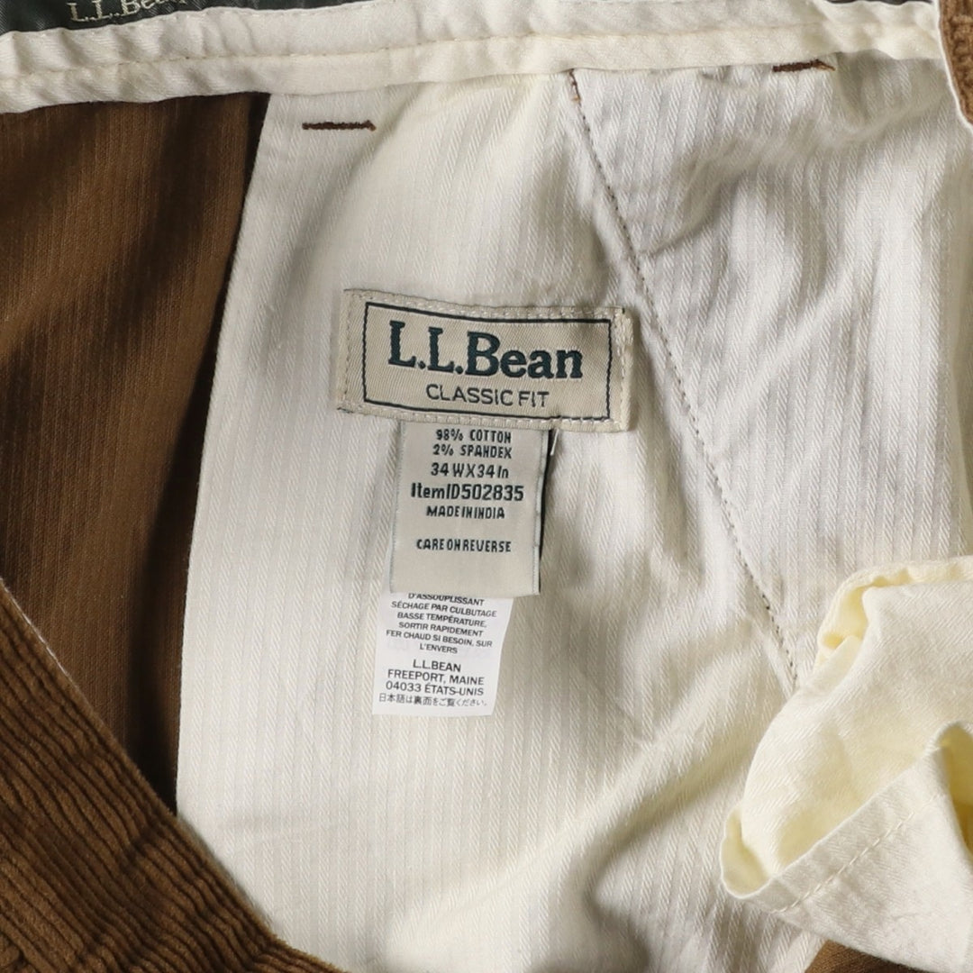 90s-00'S LLBean Classic Fit Corduroy Pants, Men's W35 (approx.) cotton brown type Vintage Second Hand