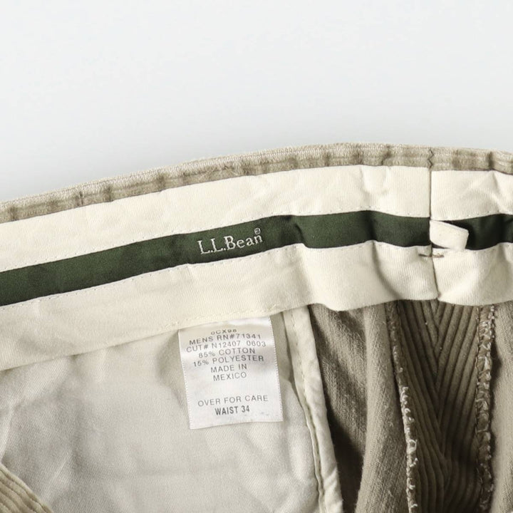 LLBean Wide Ribbed Corduroy Pants, Men's, Size W35 cotton Beige type Vintage Second Hand