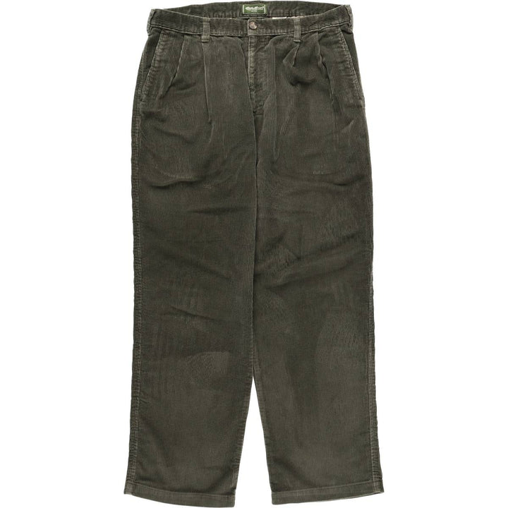 Eddie Bauer Two-Puck Wide-Rib Corduroy Pants, Men's Size 37 cotton green type Vintage Second Hand