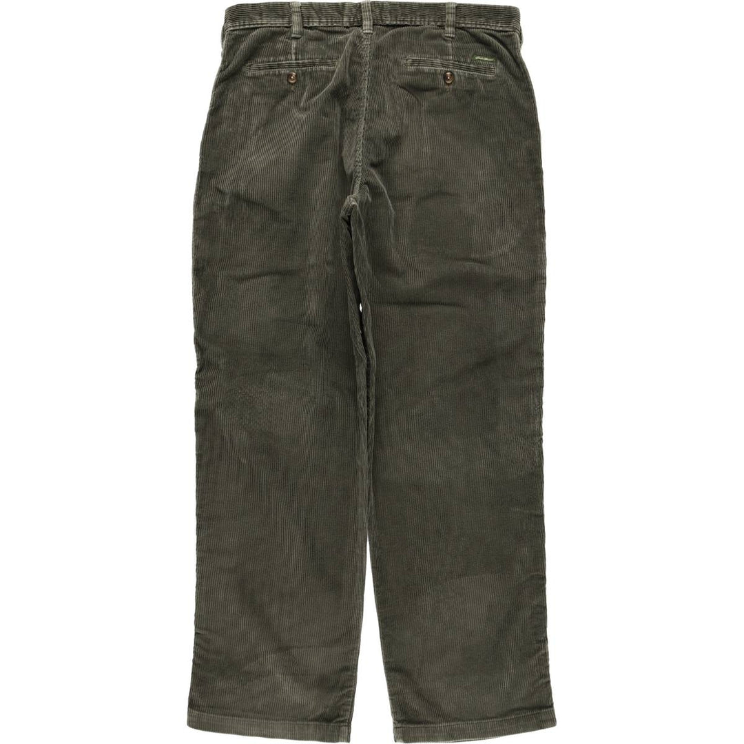 Eddie Bauer Two-Puck Wide-Rib Corduroy Pants, Men's Size 37 cotton green type Vintage Second Hand