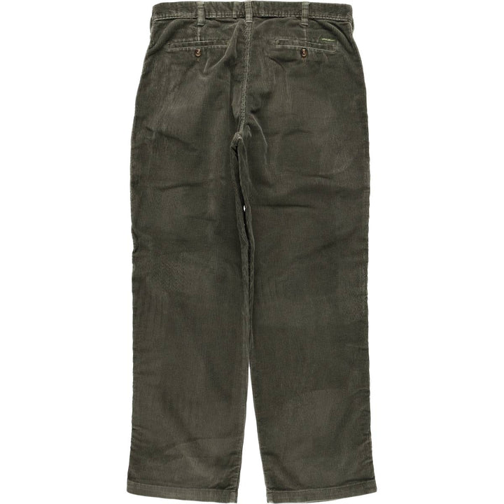 Eddie Bauer Two-Puck Wide-Rib Corduroy Pants, Men's Size 37 cotton green type Vintage Second Hand