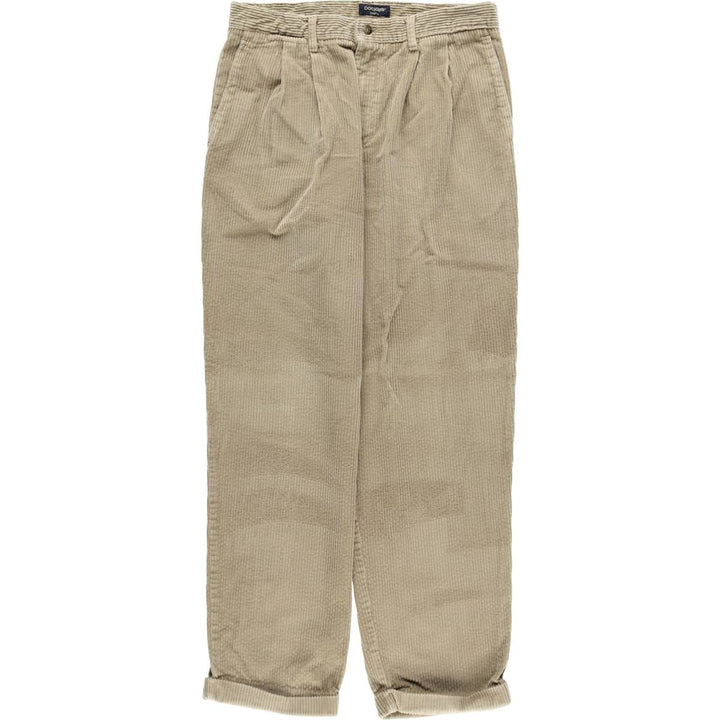 DOCKERS khakis two-pleat wide-wale corduroy pants, men's size W33 (approx.) cotton Beige type Vintage Second Hand