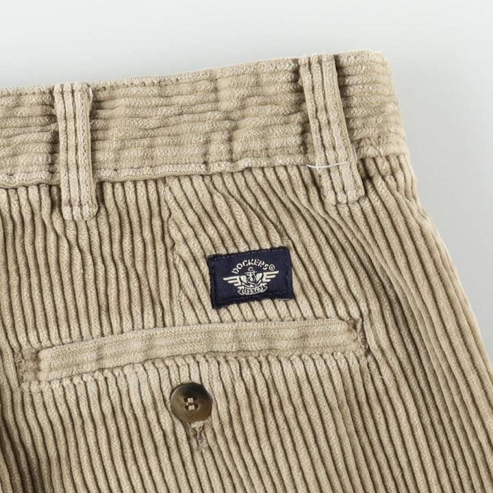 DOCKERS khakis two-pleat wide-wale corduroy pants, men's size W33 (approx.) cotton Beige type Vintage Second Hand