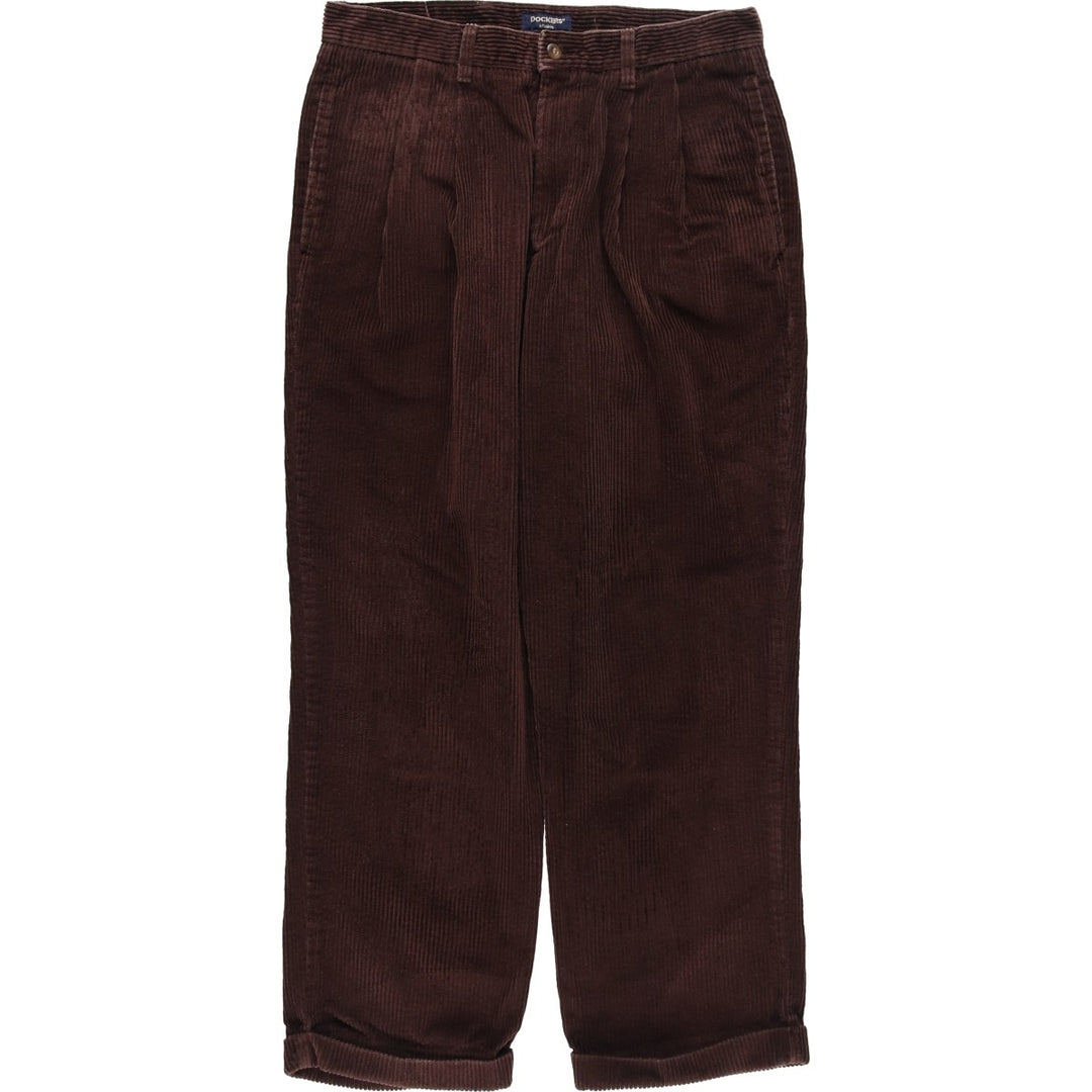 90'S Dockers khakis two-pleat corduroy pants, men's size W32 equivalent, vintage. cotton brown type Vintage Second Hand