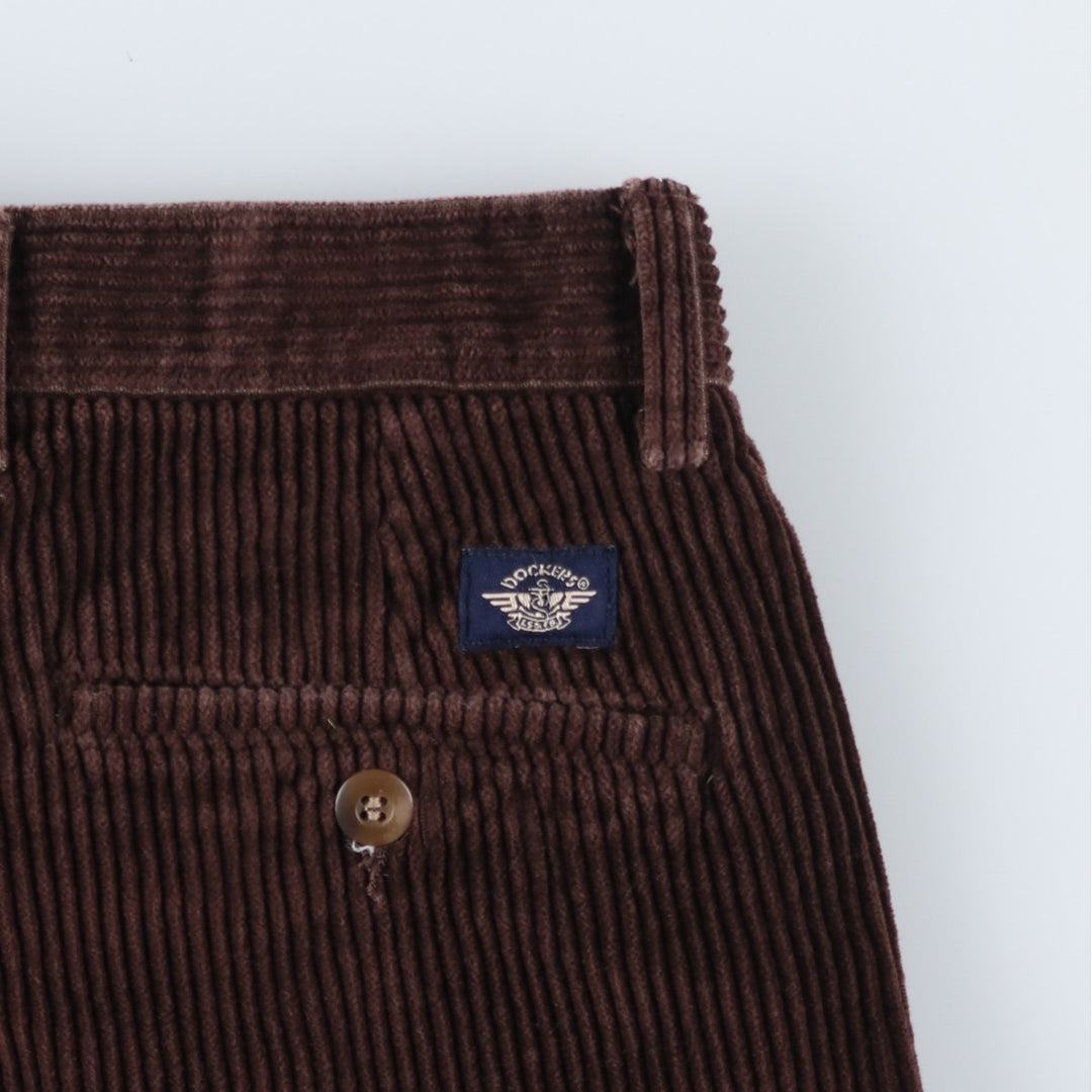 90'S Dockers khakis two-pleat corduroy pants, men's size W32 equivalent, vintage. cotton brown type Vintage Second Hand