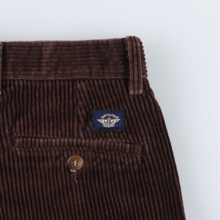90'S Dockers khakis two-pleat corduroy pants, men's size W32 equivalent, vintage. cotton brown type Vintage Second Hand
