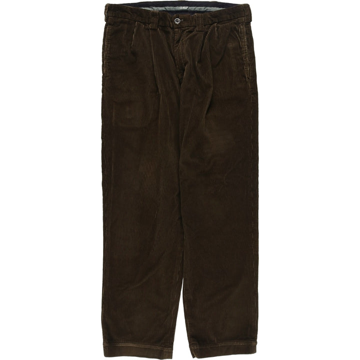 90s-00'S LLBean Two-Pleat Corduroy Pants, Men's Size W35 (approx.), Vintage cotton Khaki type Vintage Second Hand