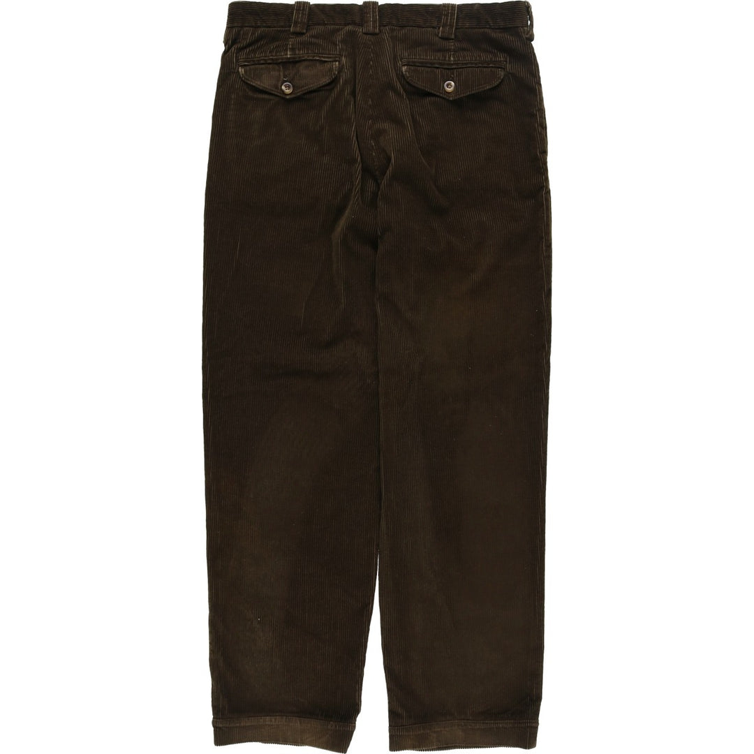 90s-00'S LLBean Two-Pleat Corduroy Pants, Men's Size W35 (approx.), Vintage cotton Khaki type Vintage Second Hand